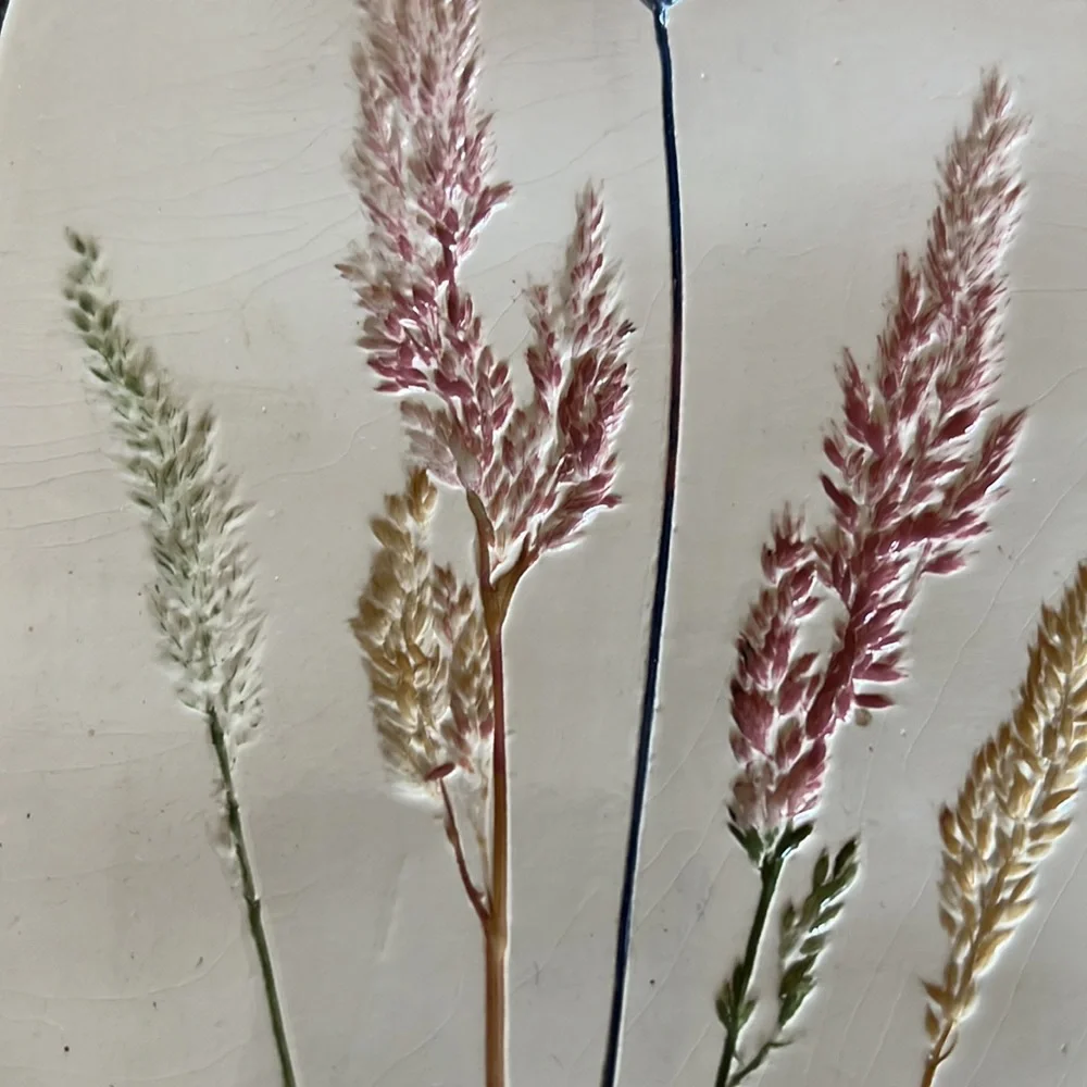 Vintage Pressed Wheat Pottery, Wall Hanging